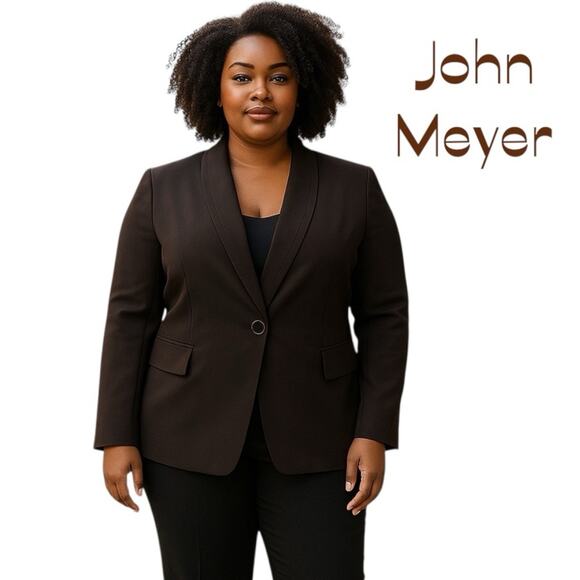 John Meyer Brown Dark Academia Neutral Business Jacket Blazer NWT Size 16 - Picture 1 of 14